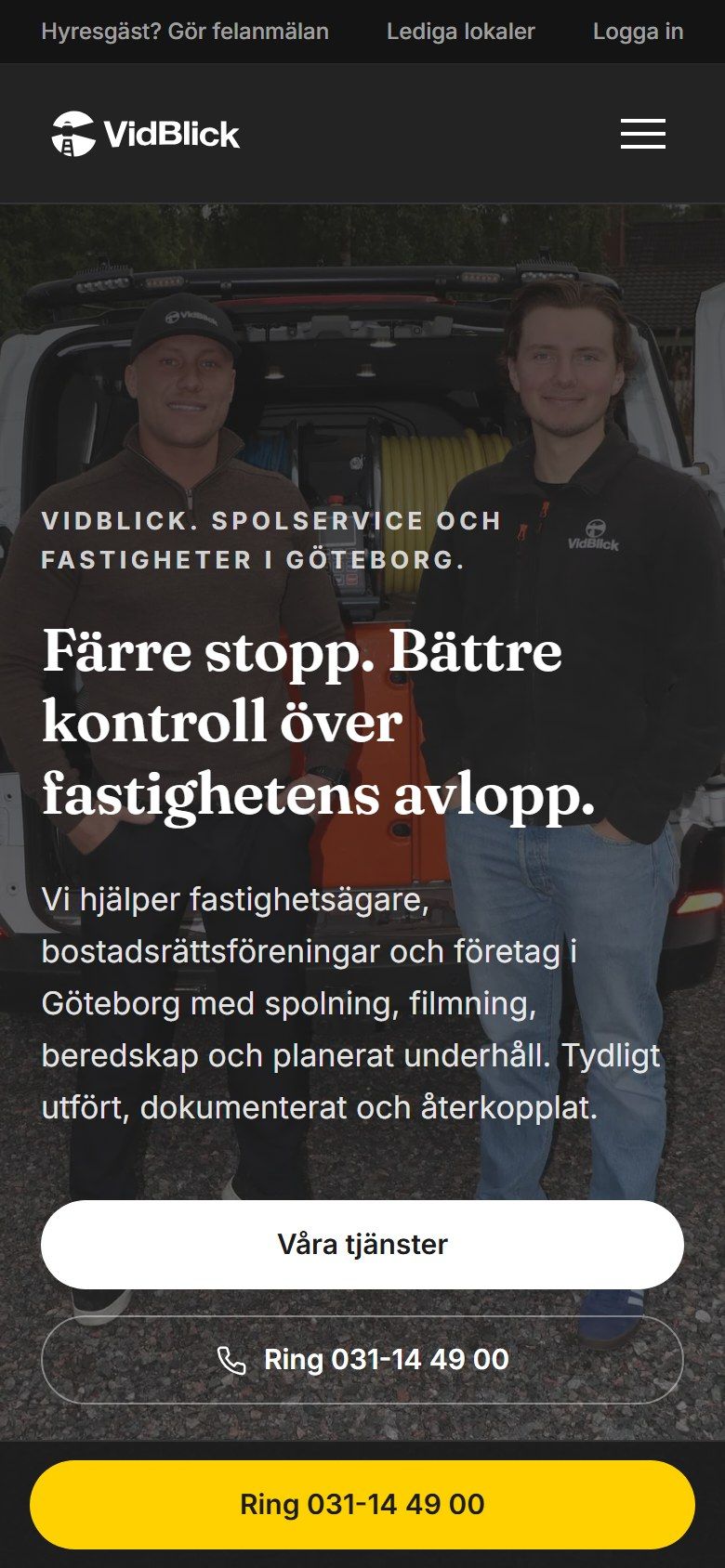 Startsidan på vidblick.se i en mobil.
